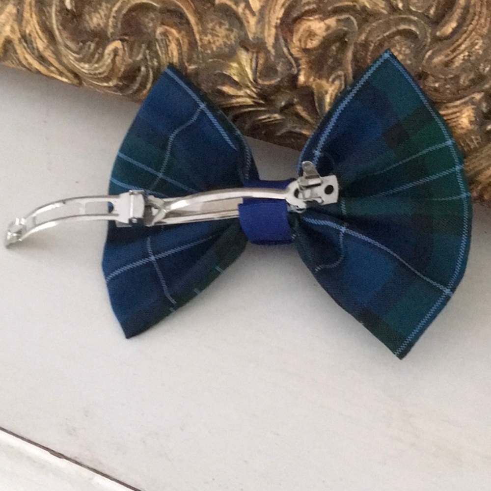 Set Of Classic Plaid Dennis School Uniform Hair Bows - Picture 3 of 7